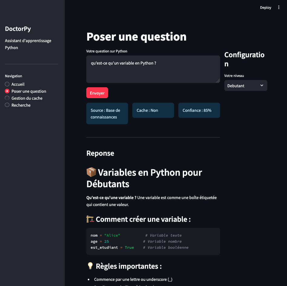 Réponse sur les variables