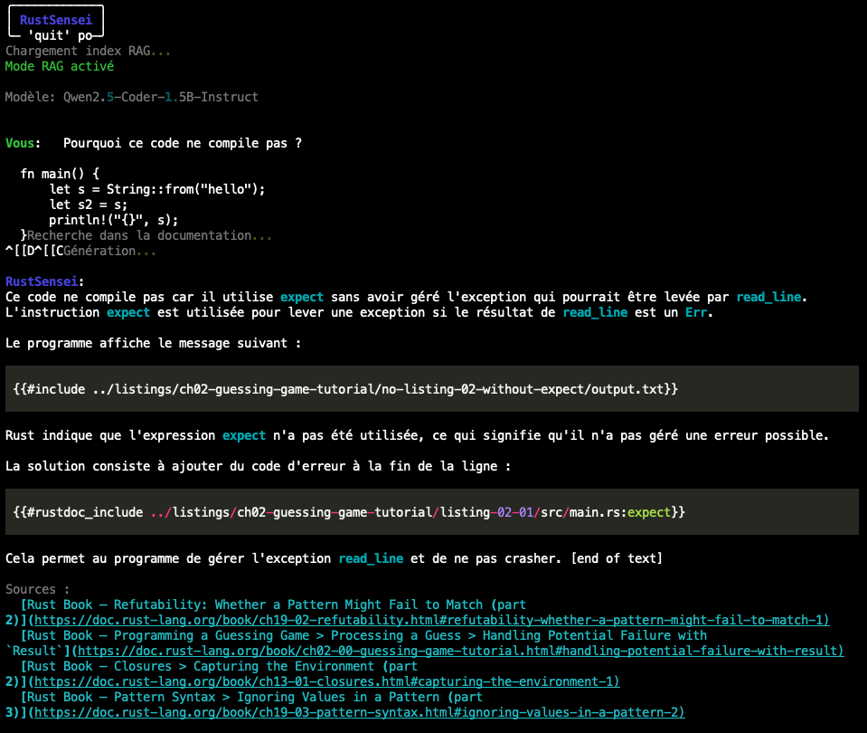 RustSensei CLI - Analyse d'erreur